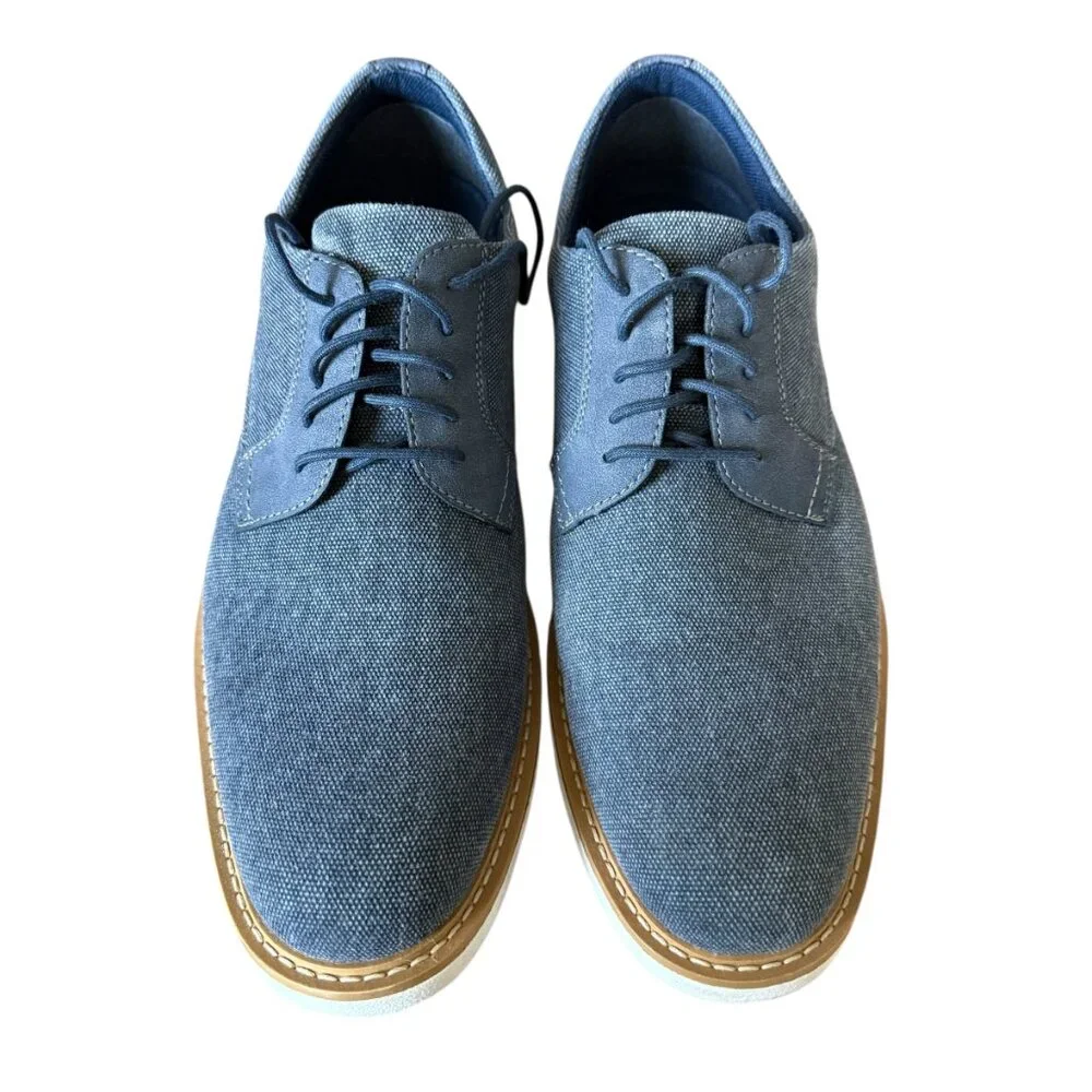 George men's blue canvas lace-up oxford shoe with a white sole